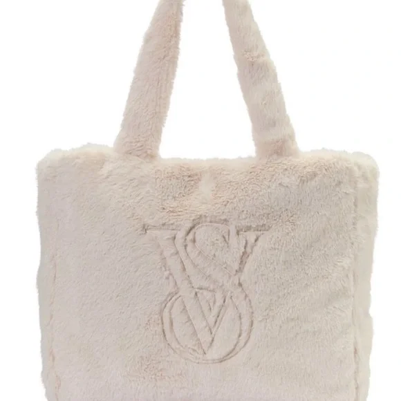 Victoria's Secret cream Tote Bag Plush Cozy Design - Picture 2 of 8